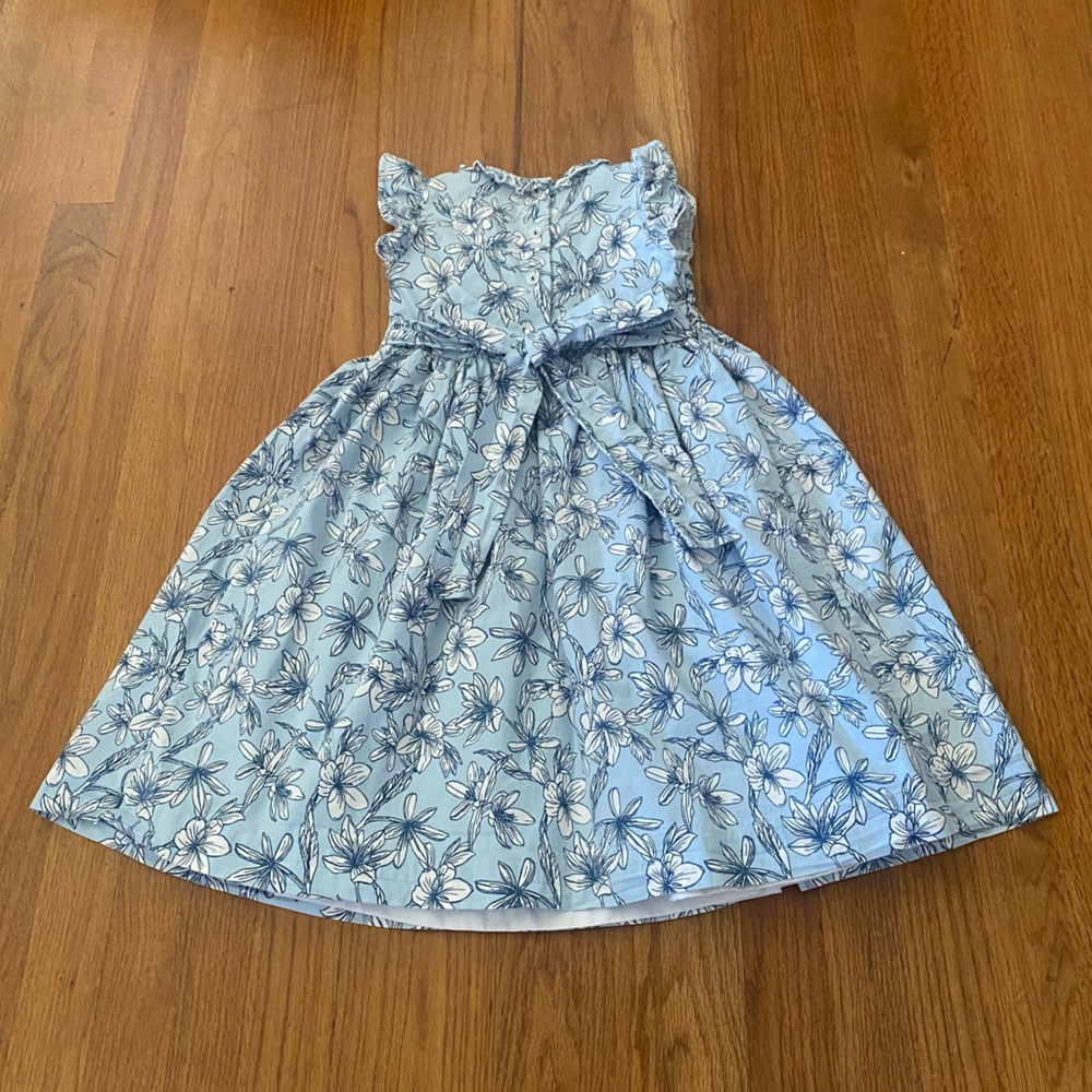 Bordino Smocked Floral Blue Kids Formal Dress - Picture 6 of 8